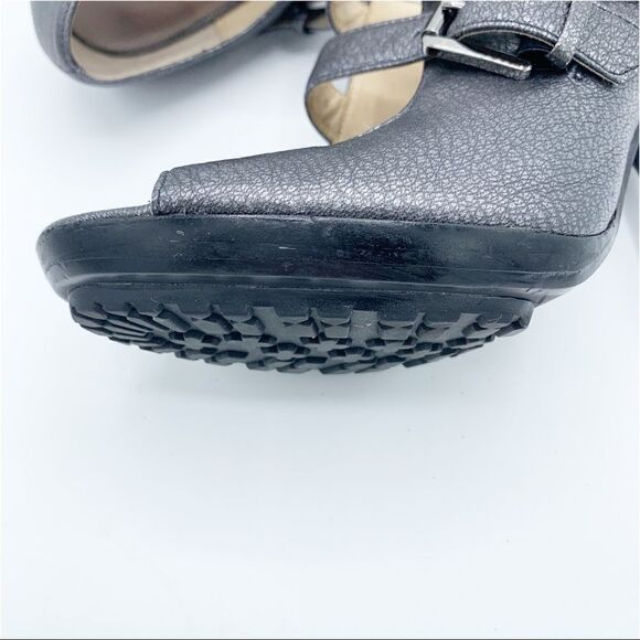 Michael Kors‎ Webster Peep Toe Platform Metallic Pewter Pebbled Leather - Picture 8 of 12